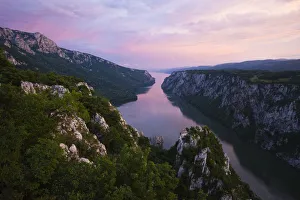River Danube flowing through the Iron Gate Gorge, on the border between Romania and Serbia River Danube flowing through the Iron Gate Gorge, on the border between Romania and Serbia
