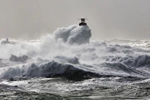 Crashing Gallery: Rough seas at Nividic lighthouse during Storm Ruth, Ile d Ouessant