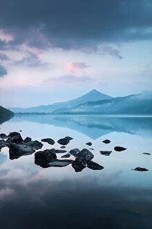 Calm Collection: Schiehallion reflected in Loch Rannoch at dawn, Perthshire, Scotland, UK. May 2017