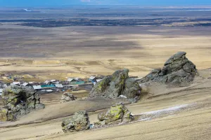 Expansive Gallery: Small village, and landscape of Barguzin Valley, Buryatia, Siberia, Russia. April 2016