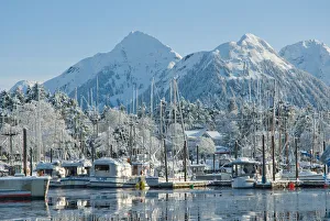 Snow covered fishing boats in Sitka Harbour, Alaska Snow covered fishing boats in Sitka Harbour, Alaska