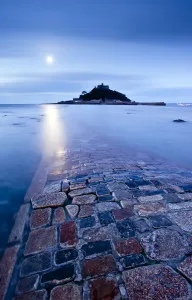 St Michaels Mount by moonlight, Marazion, West Cornwall, England, UK. March 2010 St Michaels Mount by moonlight, Marazion, West Cornwall, England, UK. March 2010