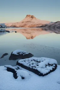 Stac Pollaidh at dawn with Loch Lurgainn in foreground, Coigach, Wester Ross, Scotland Stac Pollaidh at dawn with Loch Lurgainn in foreground, Coigach, Wester Ross, Scotland