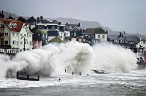 Images Dated 3rd November 2005: Storm battering seafront, Lyme Regis, Jurassic Coast World Heritage Site, Dorset
