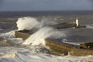 Storm waves from an extreme low pressure system batter Whitehaven harbour, Cumbria Storm waves from an extreme low pressure system batter Whitehaven harbour, Cumbria