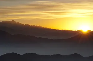 Sunrise over mountains, viewpoint from Tharepati, Helambu region, Nepal, November 2009 Sunrise over mountains, viewpoint from Tharepati, Helambu region, Nepal, November 2009
