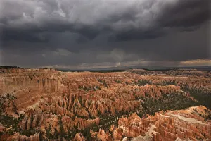 A thunderstorm drops heavy rain over the hoodoo sandstone formations. Bryce Canyon National Park A thunderstorm drops heavy rain over the hoodoo sandstone formations. Bryce Canyon National Park