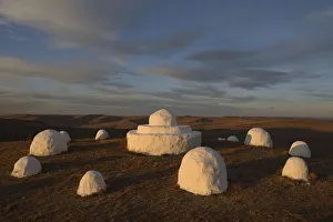 Traditional mongolian Ovoo shrine / Buddhist shrine near border between Russian and Mongolia Traditional mongolian Ovoo shrine / Buddhist shrine near border between Russian and Mongolia