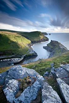 View of Boscastle harbour and Cornish coastline View of Boscastle harbour and Cornish coastline