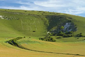 Wilmington Long Man on Wilmington Hill, a chalk figure cut into the hillside in the 16th Wilmington Long Man on Wilmington Hill, a chalk figure cut into the hillside in the 16th