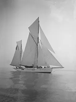 Ketch Gallery: The 134 ton ketch Lavengro under sail, 1911. Creator: Kirk & Sons of Cowes