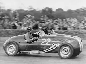 1952 Frazer-Nash, Tony Crook being overtaken by de Graffenrieds Maserati. Creator: Unknown