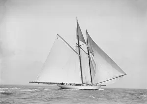 The 250 ton schooner Germania sailing downwind with spinnaker, 1912. Creator The 250 ton schooner Germania sailing downwind with spinnaker, 1912. Creator
