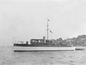 Kirk And Sons Of Cowes Gallery: The 28 ton motor yacht Edina at anchor, 1921. Creator: Kirk & Sons of Cowes