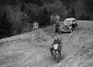 500 cc Ariel of GR Walling competing in the MCC Edinburgh Trial, Roxburghshire, Scotland 500 cc Ariel of GR Walling competing in the MCC Edinburgh Trial, Roxburghshire, Scotland