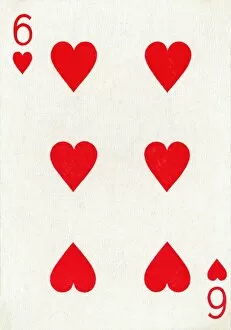 6 of Hearts from a deck of Goodall & Son Ltd. playing cards, c1940