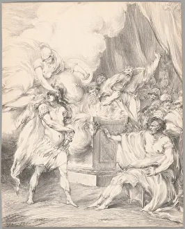 Achilles Restrained by Athena in Agamemnon's Tent, from Iliad, Book I, 1765/66. Creator: Johan Tobias Sergel Achilles Restrained by Athena in Agamemnon's Tent, from Iliad, Book I, 1765/66. Creator: Johan Tobias Sergel