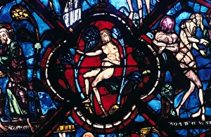 Adam in Eden, stained glass, Chartres Cathedral, France, 1205-1215 Adam in Eden, stained glass, Chartres Cathedral, France, 1205-1215