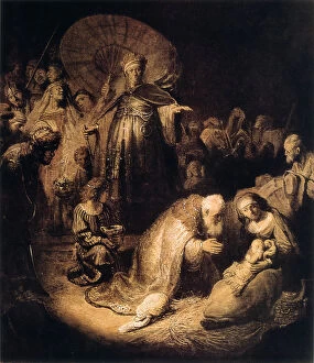 Images Dated 17th August 2005: The Adoration of the Magi, 1632. Artist: Rembrandt Harmensz van Rijn