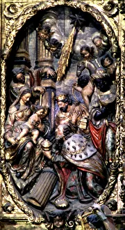 Adoration of the Magi, detail of the altarpiece in the church of Santa Maria of Arenys Adoration of the Magi, detail of the altarpiece in the church of Santa Maria of Arenys
