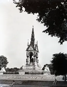 Prints of The Albert Memorial, London, c1955. Gothic Revival ciborium in Kensington Gardens, commissioned by Queen Victoria in memory of her husband, Prince Albert, who died in 1861 Kensington Gardens Prints: Print of The Albert Memorial in London, c1955