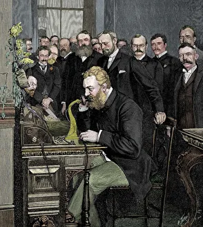 Alexander Graham Bell Inaugurates Telephone Link, 1892 Print
