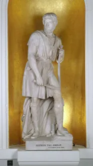 Alfred the Great in the Neatherds Cottage, 1863. Artist: Edward Bowring Stephens Alfred the Great in the Neatherds Cottage, 1863. Artist: Edward Bowring Stephens