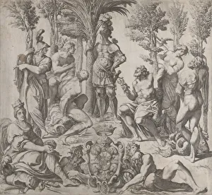 Allegorical composition with six Olympian gods gathered around a figure in armor, 1615-35 Allegorical composition with six Olympian gods gathered around a figure in armor, 1615-35