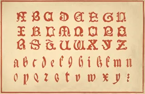 Medieval Alphabets Print, A-Z Letters (Upper and Lower Case