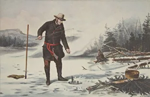 American Winter Sports - Trout Fishing on Chateaugay Lake, pub. 1856, Currier & Ives American Winter Sports - Trout Fishing on Chateaugay Lake, pub. 1856, Currier & Ives