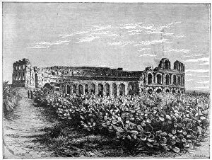 The amphitheatre of El Jemm, c1890.Artist: F Meaulle