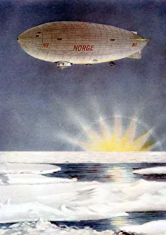 Amundsens airship, the Norge, over the North Pole, 1926 Amundsens airship, the Norge, over the North Pole, 1926