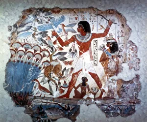 Ancient Egyptian hunting wildfowl with a throwing stick, c1350 BC Ancient Egyptian hunting wildfowl with a throwing stick, c1350 BC
