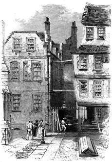 Ancient houses in the Temple, and the grave of Oliver Goldsmith, London, 1860. Artist Ancient houses in the Temple, and the grave of Oliver Goldsmith, London, 1860. Artist