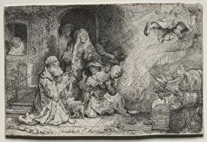 The Angel Departing from the Family of Tobit, 1641. Creator: Rembrandt van Rijn (Dutch The Angel Departing from the Family of Tobit, 1641. Creator: Rembrandt van Rijn (Dutch