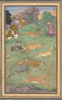 Antelope and deer hunt, c. 1602-1604. Creator: Govardhan (Indian, active c.1596-1645) Antelope and deer hunt, c. 1602-1604. Creator: Govardhan (Indian, active c.1596-1645)