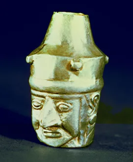 Anthropomorphic head shaped vase, made of silver and representing a hook-nosed person Anthropomorphic head shaped vase, made of silver and representing a hook-nosed person