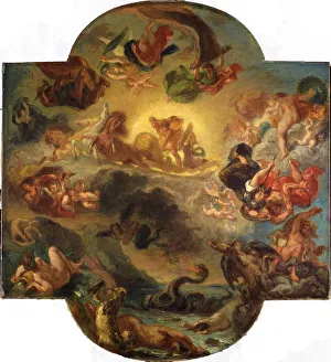 Allegory And Literature Art Prints: Apollon vainqueur du serpent Python, c. 1853. Creator: Delacroix, Eugene (1798-1863)