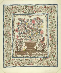 Applique and Embroidered Coverlet, 1935/1942. Creator: Margaret Concha Applique and Embroidered Coverlet, 1935/1942. Creator: Margaret Concha