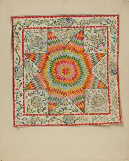 Applique & Patchwork Coverlet, 1935/1942. Creator: George Loughridge Applique & Patchwork Coverlet, 1935/1942. Creator: George Loughridge