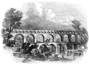 Aqueduct of Nimes at the Pont du Gard, France, 1886 Aqueduct of Nimes at the Pont du Gard, France, 1886