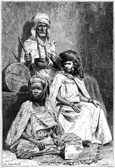 Arab mendicant, Biskra and El-kantra women, c1890. Artist: Hildibrand