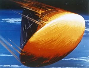 Artists concept of Command Module re-entry in 5000° heat. Creator: NASA