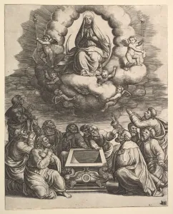 The Assumption of the Virgin, below the apostles surround the tomb, 1530-60 The Assumption of the Virgin, below the apostles surround the tomb, 1530-60
