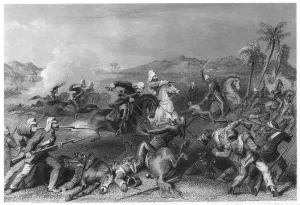 Attack on the Sealkote mutineers by General Nicholsons Irregular cavalry, 1857, (c1860) Attack on the Sealkote mutineers by General Nicholsons Irregular cavalry, 1857, (c1860)