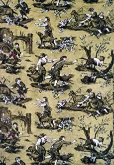 Copper Plate Printing Gallery: Au Loup! (Furnishing Fabric), France, 1783/89. Creator: Christophe-Philippe Oberkampf