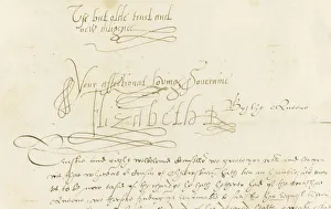 Autograph Letter by Queen Elizabeth I to Mary, Queen of Scots, 1584. Artist: Historic Object Autograph Letter by Queen Elizabeth I to Mary, Queen of Scots, 1584. Artist: Historic Object