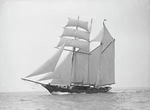 Lee Bow Gallery: The auxiliary schooner La Cigale sailing close-hauled, 1913. Creator: Kirk & Sons of Cowes