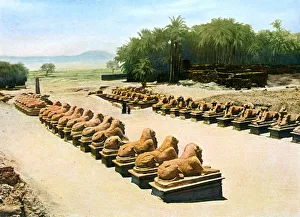 Avenue of ram-headed sphinxes, temple of Amun-Re, Karnak, Luxor, Egypt, 20th century Avenue of ram-headed sphinxes, temple of Amun-Re, Karnak, Luxor, Egypt, 20th century