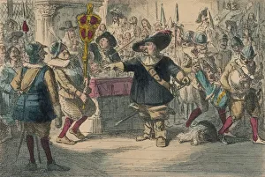 Take away that Bauble: Cromwell dissolving the long Parliament, 1850. Artist: John Leech Take away that Bauble: Cromwell dissolving the long Parliament, 1850. Artist: John Leech